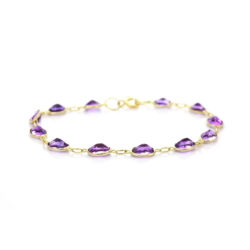 Solid Gold Bangles with Intricate Engravings9ct Yellow Gold Bezel Set Amethyst Bracelet