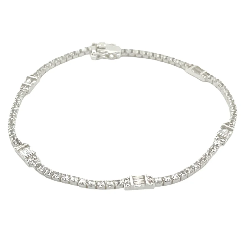 Solid Gold Bangles with Intricate EngravingsForma Sterling Silver Cz Tennis Bracelet