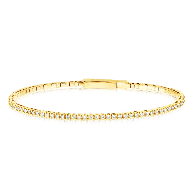 Bangle Bracelets with Birthstone Accents0.95 Carat Diamond Bangle in 14ct Yellow Gold