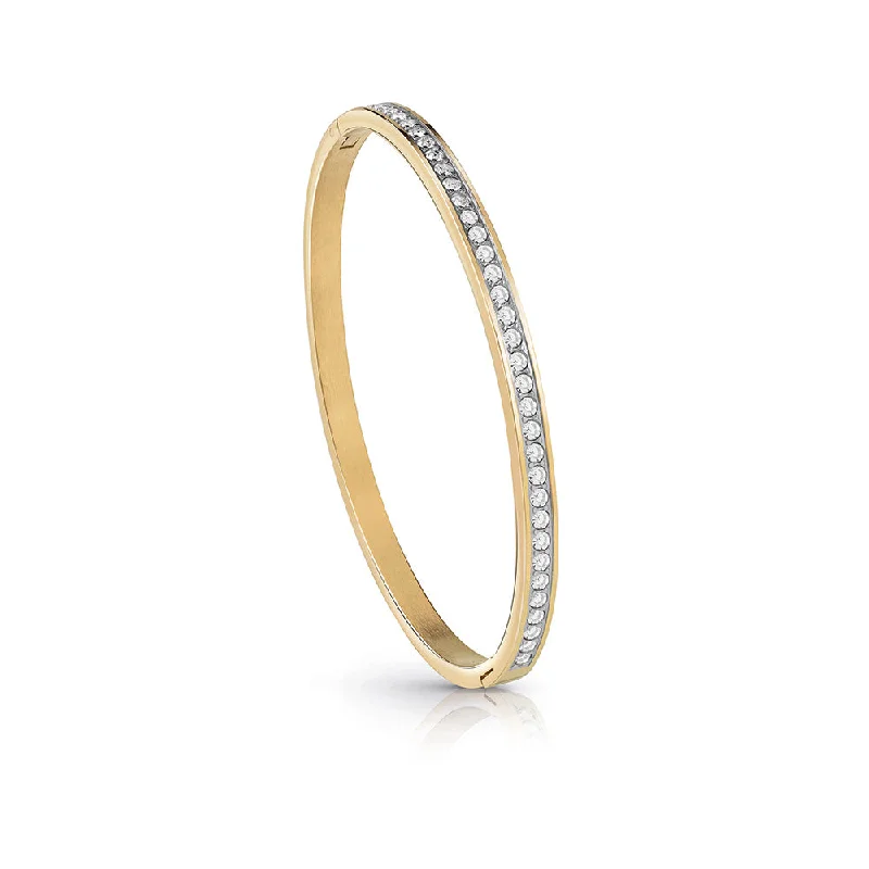 Solid Gold Bangles with Intricate EngravingsGUESS Gold Plated Crystal Pave Bangle