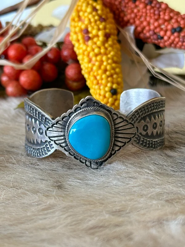 Bobby Johnson Kingman Turquoise & Sterling Silver Cuff Bracelet