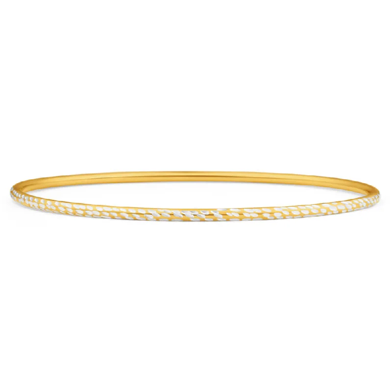 Solid Gold Bangles with Intricate Engravings9ct Yellow Gold Silver Filled 2mm By 65mm Bangle