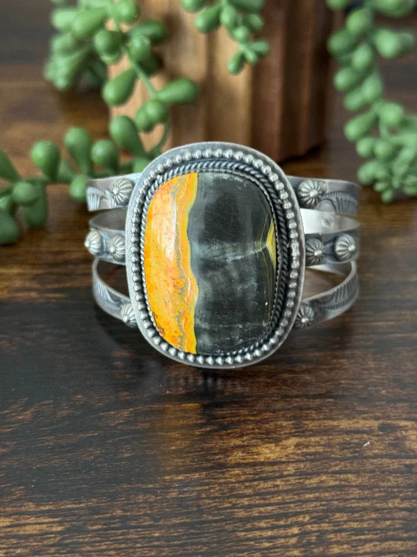 Kevin Begay Bumblebee Jasper & Sterling Silver Cuff Bracelet