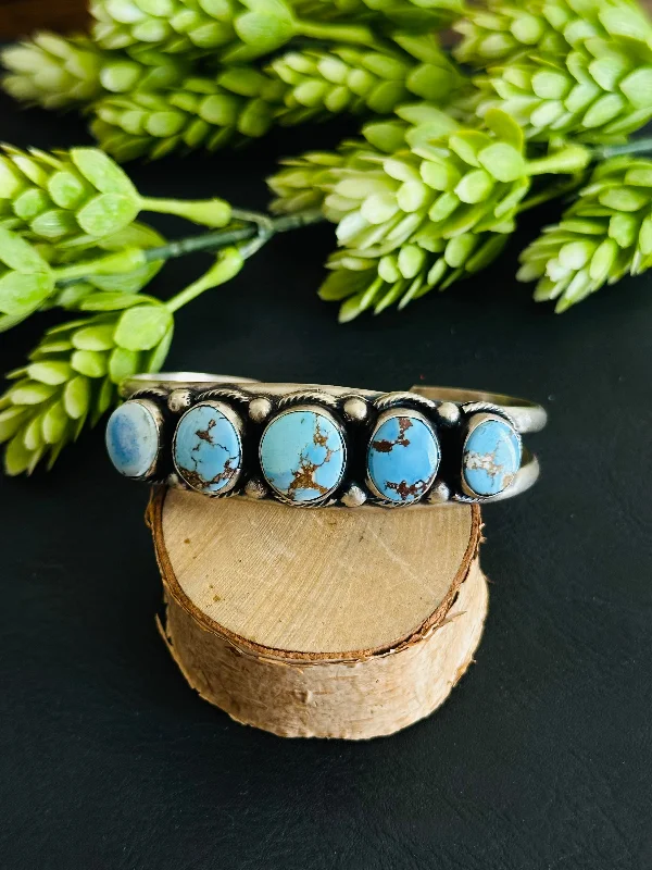 Bobby Johnson Golden Hills Turquoise & Sterling Silver Cuff Bracelet