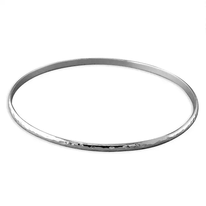 Bangle Bracelets with Birthstone AccentsSterling Silver Hammered Bangle