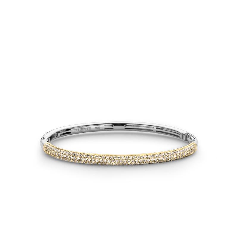 Bangle Bracelets with Birthstone AccentsTi Sento 18ct Gold Vermeil Cubic Zirconia Bangle