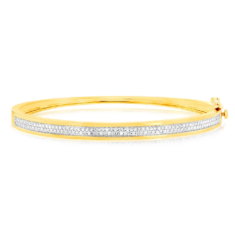 Bangle Bracelets with Birthstone AccentsLuminesce Lab Grown 1/2 Carat Diamond Bangle in 9ct Yellow Gold