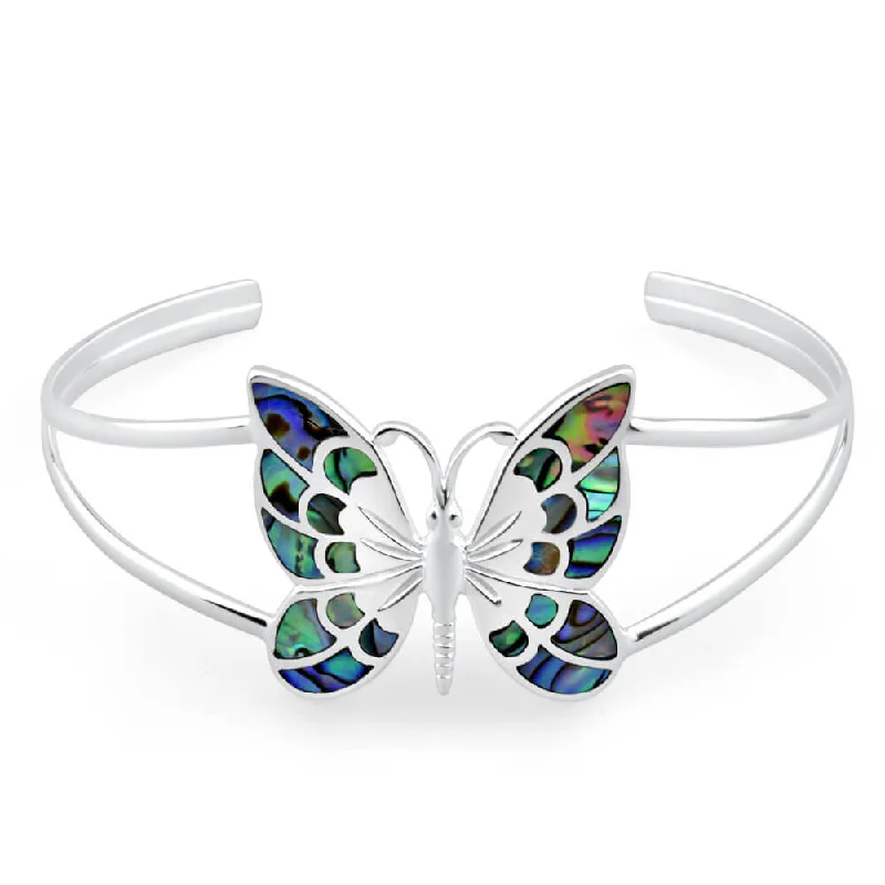 Stackable Bangle Sets for a Trendy LookSterling Silver Shell Butterfly 60mm Bangle