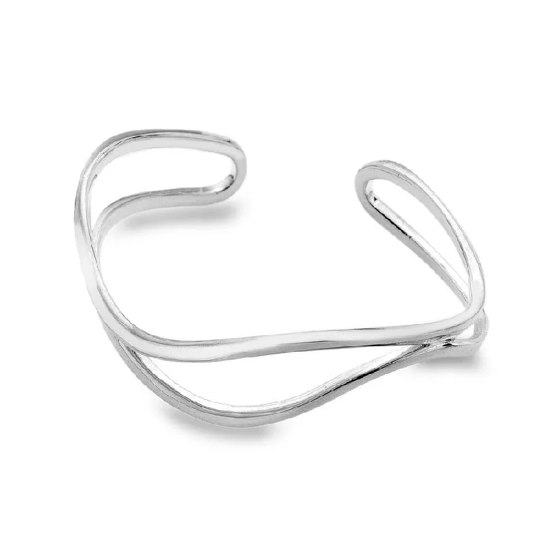 Adjustable Leather Bangles for a Bohemian StyleSea Gems Sterling Silver Sculptured Wave Torque Bangle