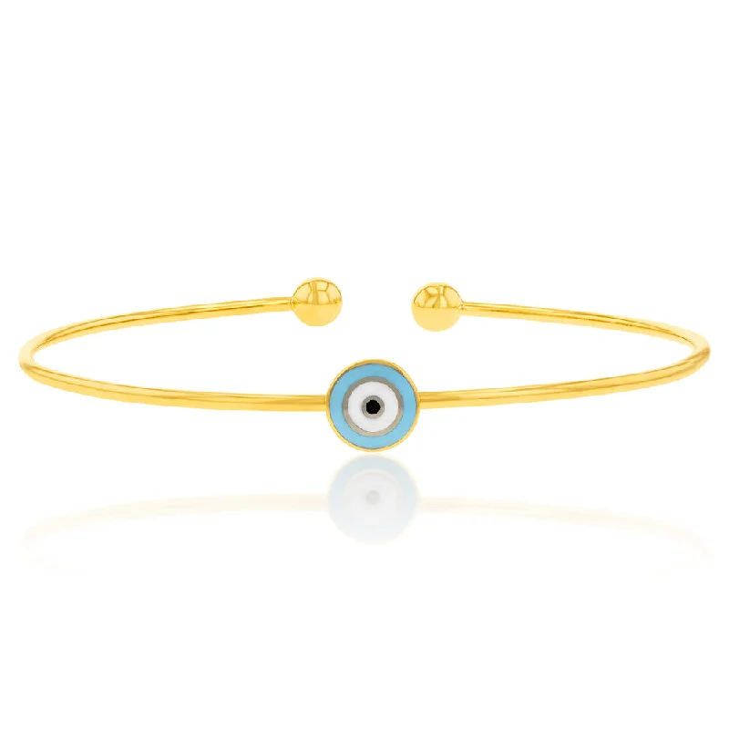 Stackable Bangle Sets for a Trendy Look9ct Yellow Gold Silverfilled Evil Eye On Open Bangle