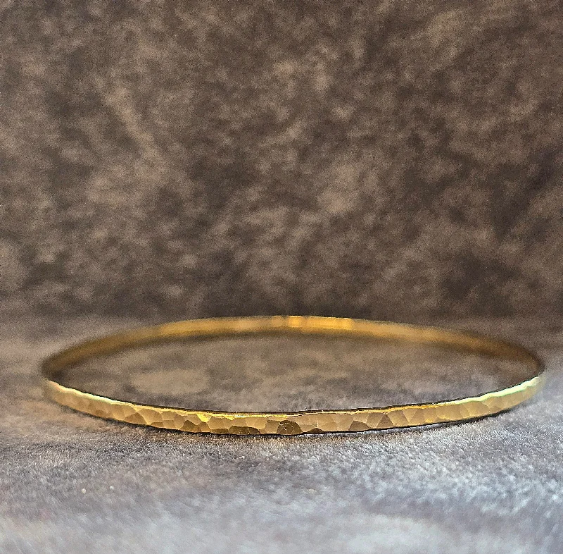 Adjustable Leather Bangles for a Bohemian StyleYaron Morhaim Slim Gold Hammered Bangle - 14ct Rolled Gold