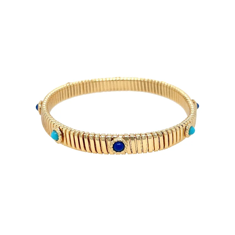 Solid Gold Bangles with Intricate EngravingsBlue Thin Flex Bracelet