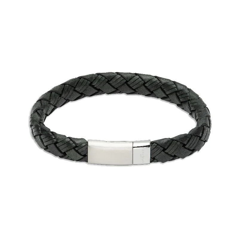 Stackable Bangle Sets for a Trendy LookUnique & Co Woven Leather Bracelet Steel Clasp