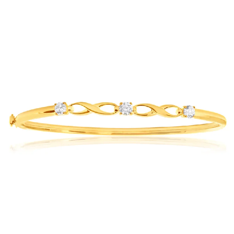 Enamel - Coated Bangles in Vibrant Colors9ct Yellow Gold Silver Filled Infinity White Cubic Zirconia Hinge Bangle 61mm