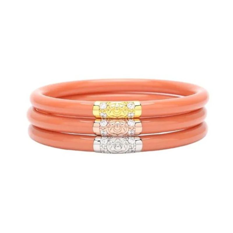 Bangle Bracelets with Birthstone AccentsBuDhaGirl | Set of Three | Three Kings All Weather Bangles in Thai Tea