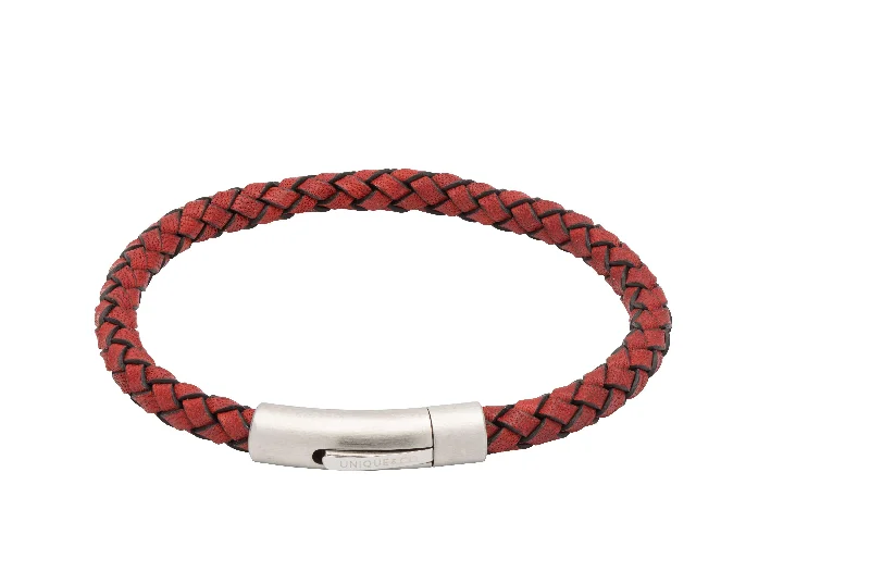 Enamel - Coated Bangles in Vibrant ColorsUnique & Co Red Leather Bracelet - Brushed Stainless Steel Clasp