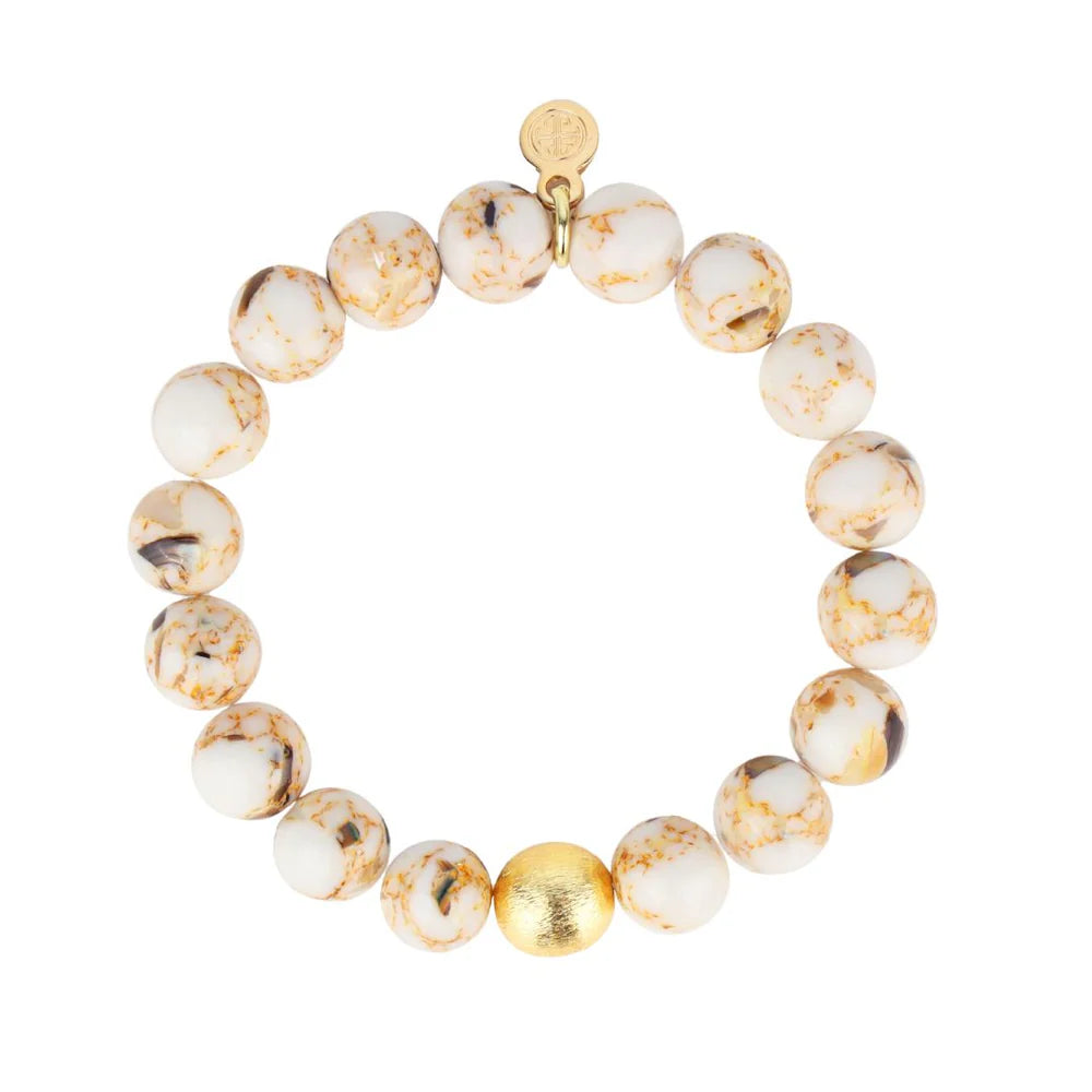 Solid Gold Bangles with Intricate EngravingsBuDhaGirl | Marble Beaded Bracelet in Etoile