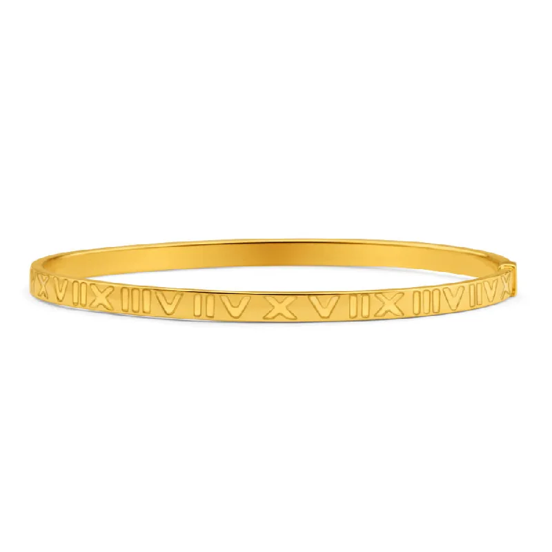 Bangle Bracelets with Birthstone Accents9ct Yellow Gold Silver Filled Roman Numeral Bangle