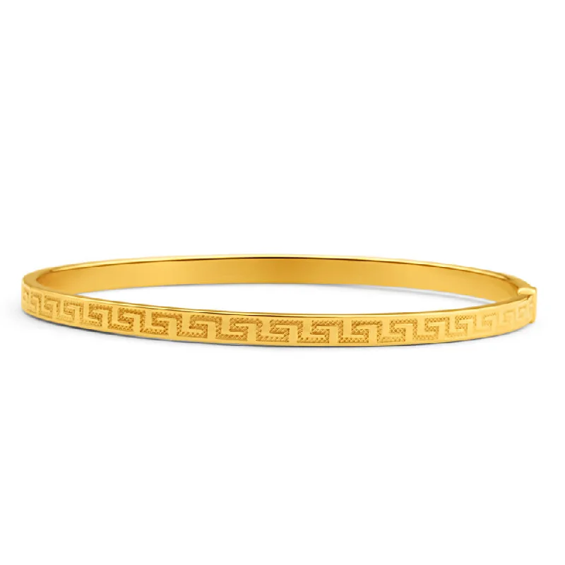 Enamel - Coated Bangles in Vibrant Colors9ct Yellow Gold Silver Filled Greek Key Bangle