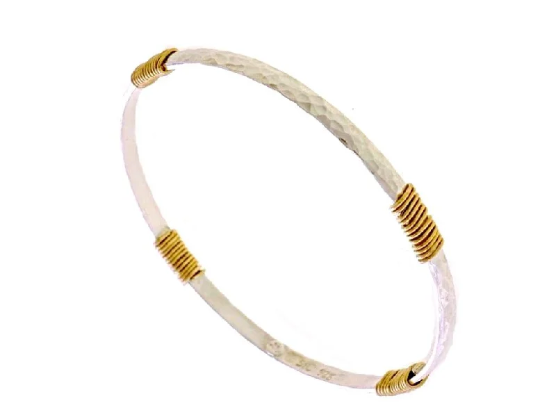 Stackable Bangle Sets for a Trendy LookYaron Morhaim Silver and Gold Wired Hammered Bangle