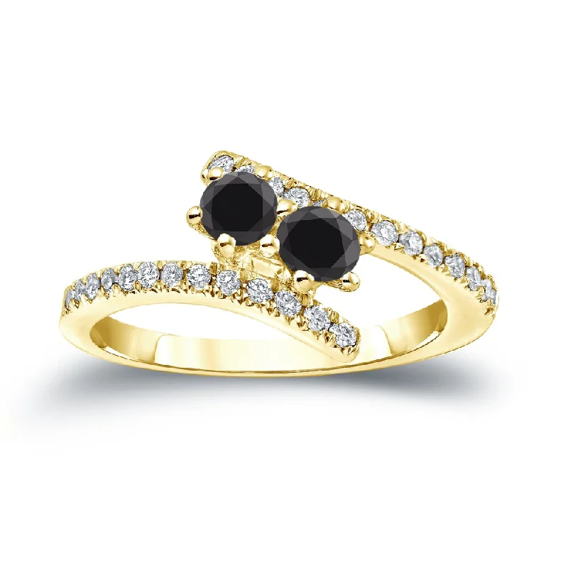 14k Gold Round 3/4ct TDW Black Diamond Engagement Ring by Auriya (SI2-SI3)