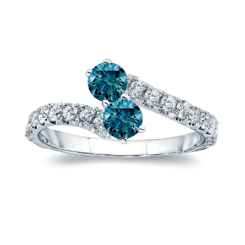 Auriya 1/2ctw Round 2-Stone Blue Diamond Engagement Ring 14K Gold