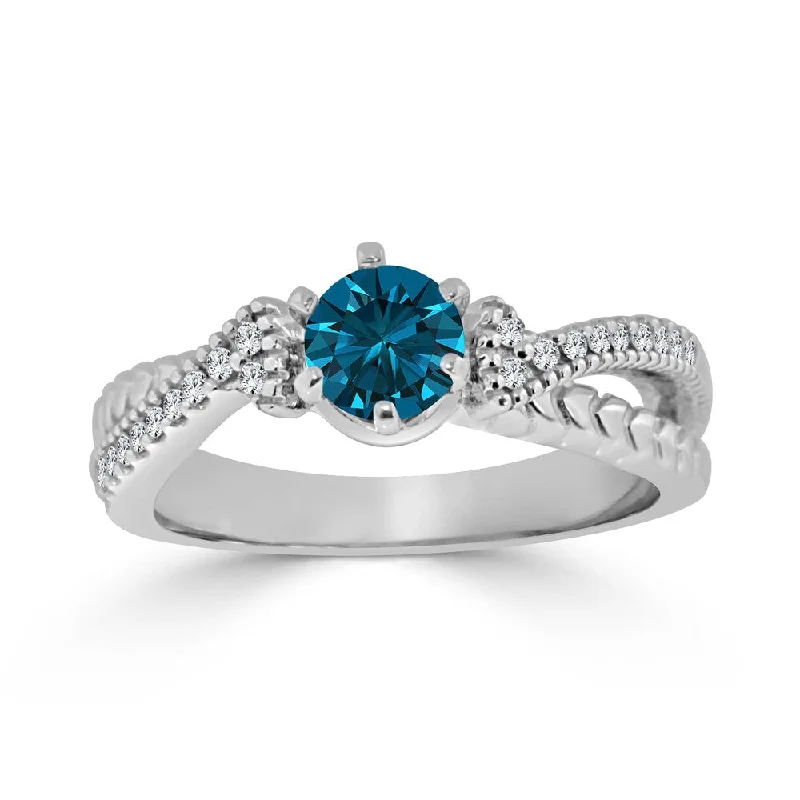 Auriya 1/2ctw Round Blue Diamond Engagement Ring 14k Gold