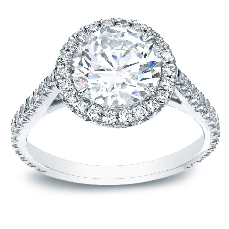 Auriya 1 4/5cttw Certified Round Diamond Halo Engagement Ring 18k White Gold (H-I, SI1-SI2)