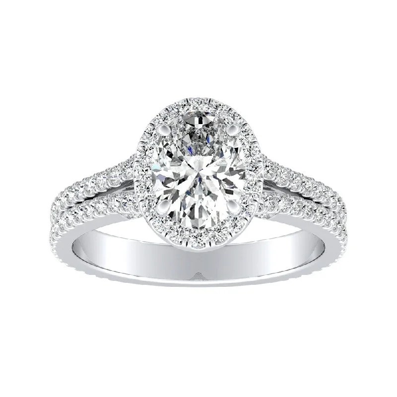 Auriya 14k Gold 1 1/10ctw Oval-cut Halo Diamond Engagement Ring