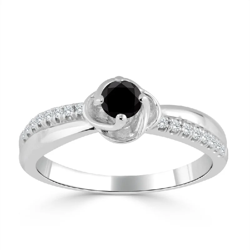 Auriya 14k Gold 1/3ct TDW Black and White Diamond Engagement Ring