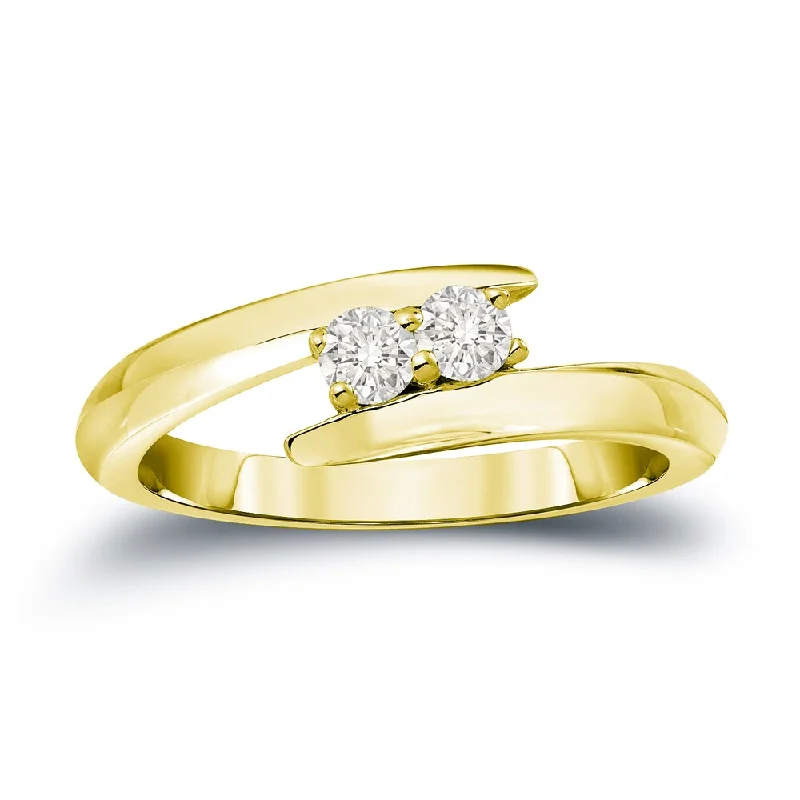 Auriya 14k Gold 1/4ct TDW Round 2-Stone Diamond Engagement Ring