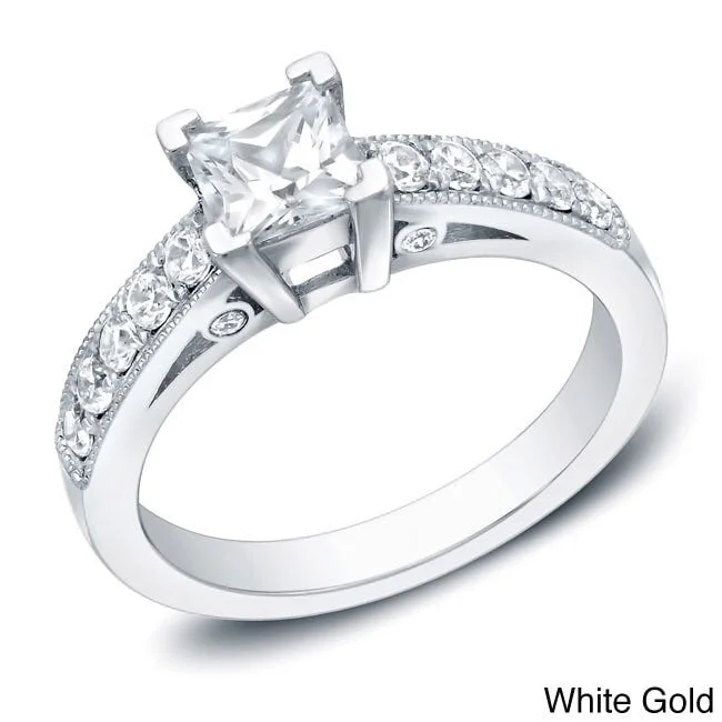 Auriya 14k Gold 1ctw Modern Princess-cut Diamond Engagement Ring (H-I, SI1-SI2)