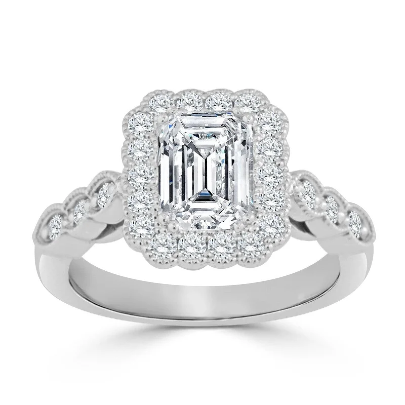 Auriya 14k Gold 2 1/2ctw Vintage Emerald-cut Halo Diamond Engagement Ring (H-I, VS1-VS2)