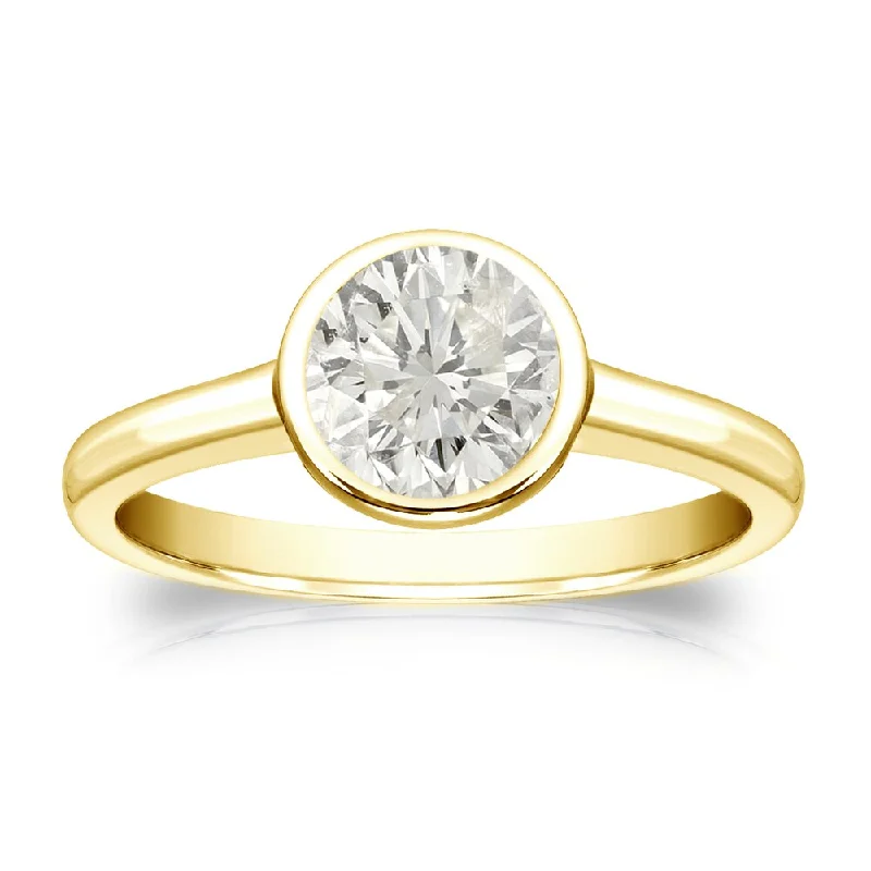 Auriya 14k Gold 3/4ctw Bezel-set Solitaire Diamond Engagement Ring (J-K, SI1-SI2)