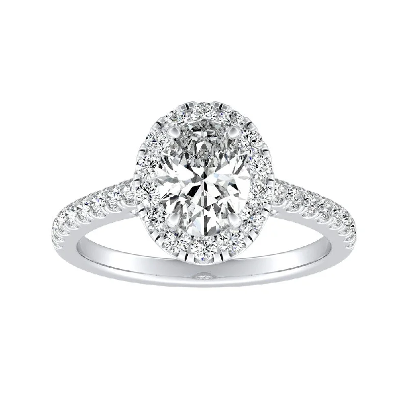 Auriya 14k Gold 3/4ctw Oval-cut Halo Diamond Engagement Ring