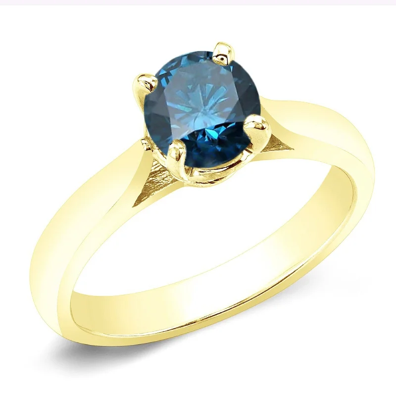 Auriya 14k Gold 3/4ctw Solitaire Blue Diamond Engagement Ring (I1-I2)