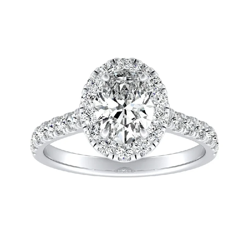 Auriya 14k Gold Classic Oval-cut 7/8cttw Halo Diamond Engagement Ring