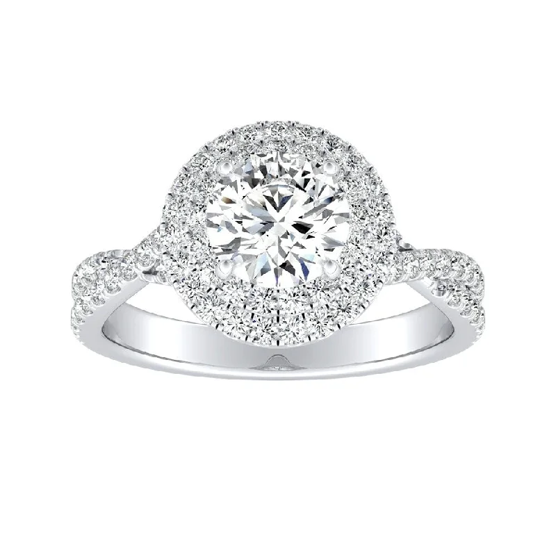 Auriya 14k Gold Round 1 carat TW Double Halo Diamond Engagement Ring (G-H, VS1-VS2)