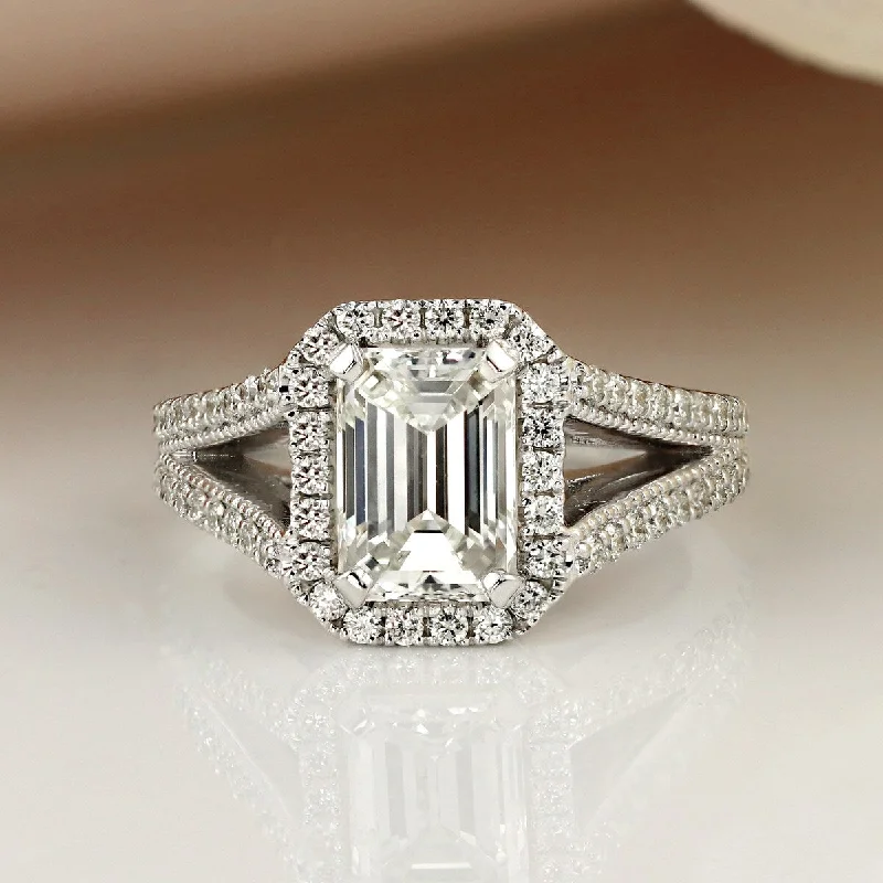 Auriya 18k Gold 2 1/2ctw Vintage Emerald-cut Halo Diamond Engagement Ring (H-I, SI1-SI2)