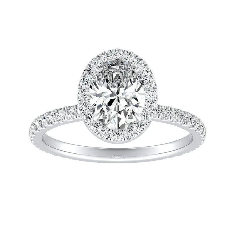 Auriya 18k Gold 7/8ctw Oval-cut Halo Diamond Engagement Ring (H-I, SI1-SI2)