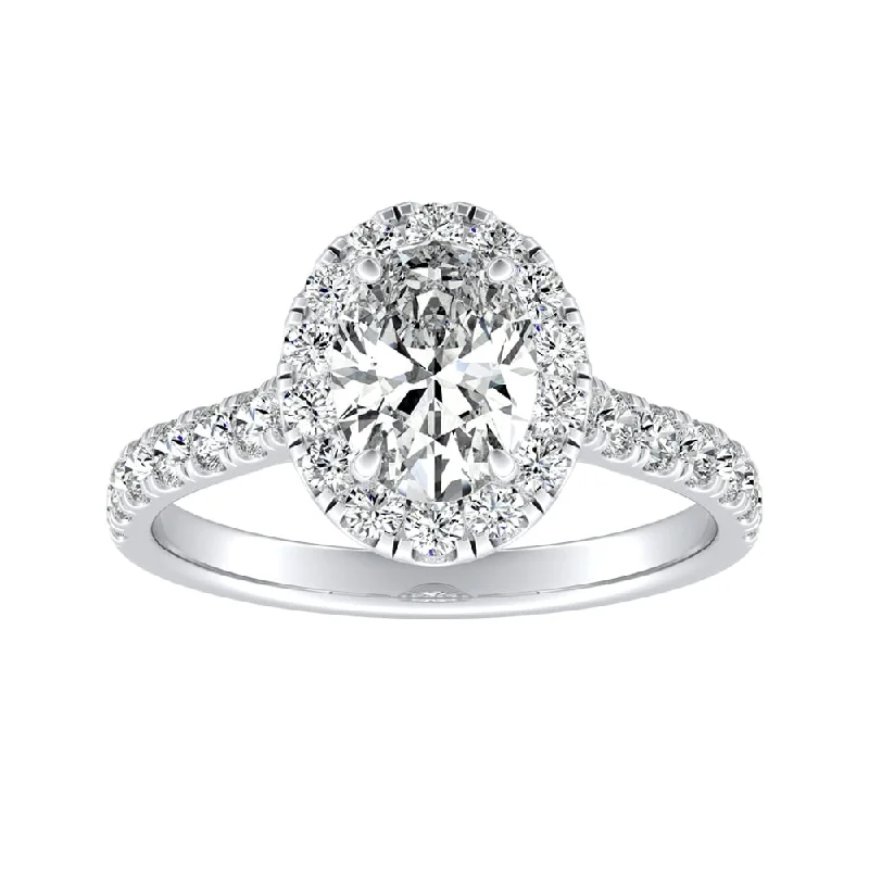 Auriya 18k Gold Classic Oval-cut 1 1/3cttw Halo Diamond Engagement Ring (H-I, SI1-SI2)