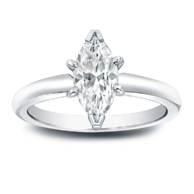 Auriya 1ctw Solitaire Marquise Diamond Engagement Ring Platinum (I-J, I1-I2)