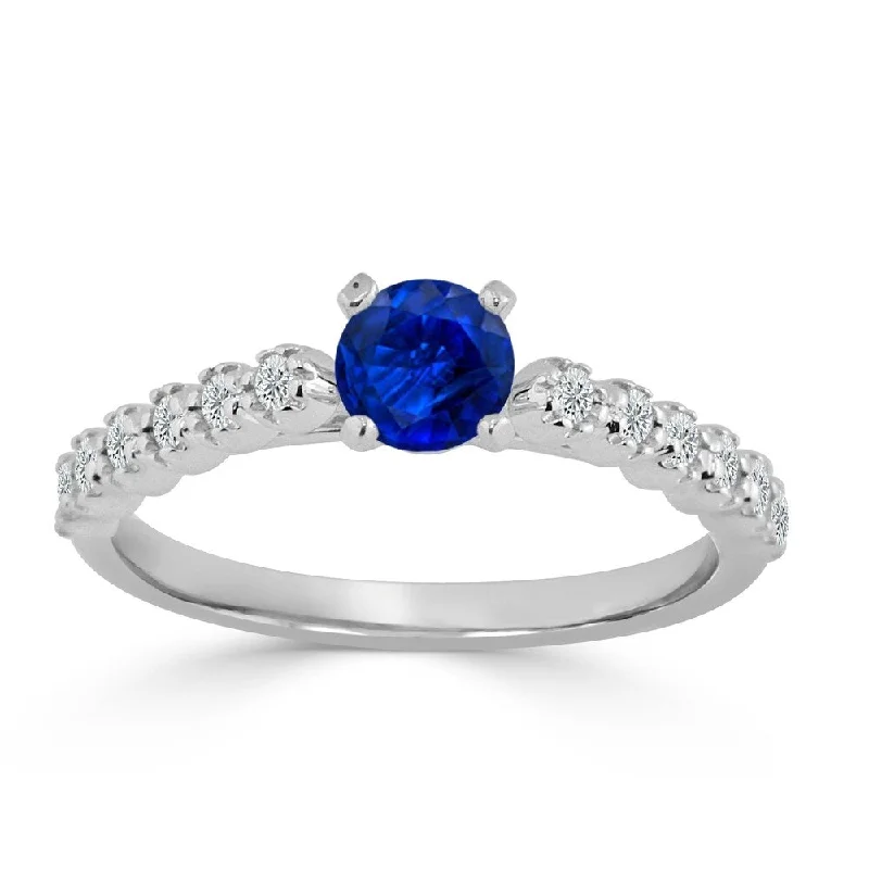 Auriya 2/5ct Blue Sapphire and 1/5ctw Round Diamond Engagement Ring 14K Gold