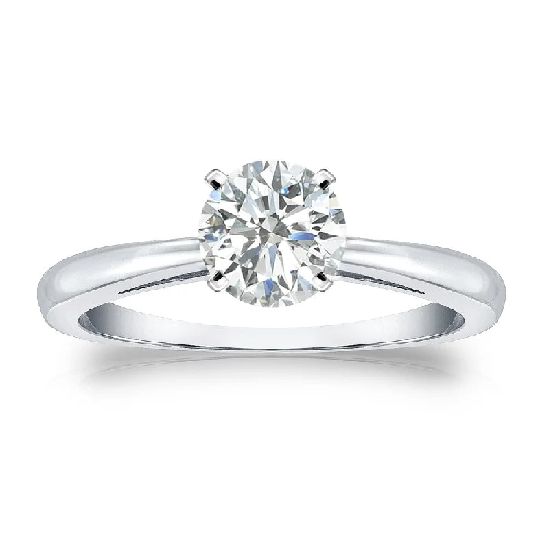 Auriya 3/4ct TDW Round Solitaire Diamond Engagement Ring Platinum