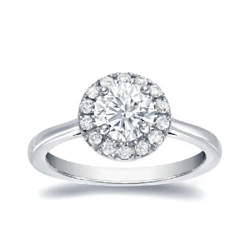 Auriya Classic 3/4ct TDW Round Diamond Halo Engagement Ring 14k Gold