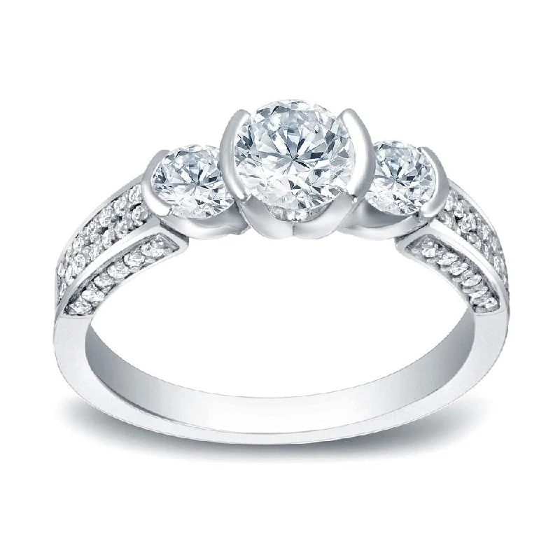 Auriya Platinum 1 1/2ctw 3-Stone Diamond Engagement Ring (H-I, SI1-SI2)