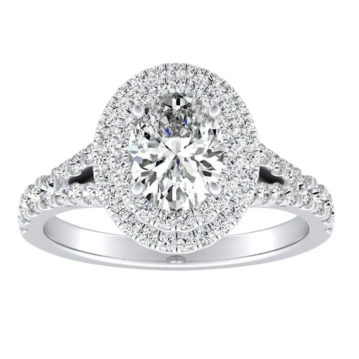 Auriya Platinum 1 1/2ctw Oval Shape Halo Diamond Engagement Ring