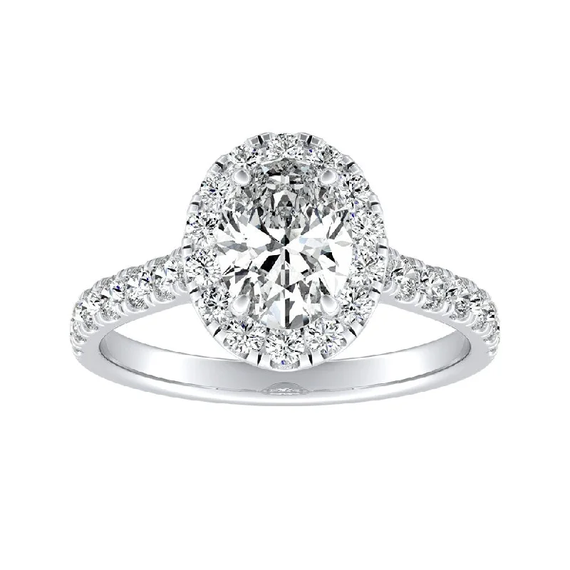 Auriya Platinum 1 1/3ctw Oval-cut Halo Diamond Engagement Ring (I-J, I1-I2)