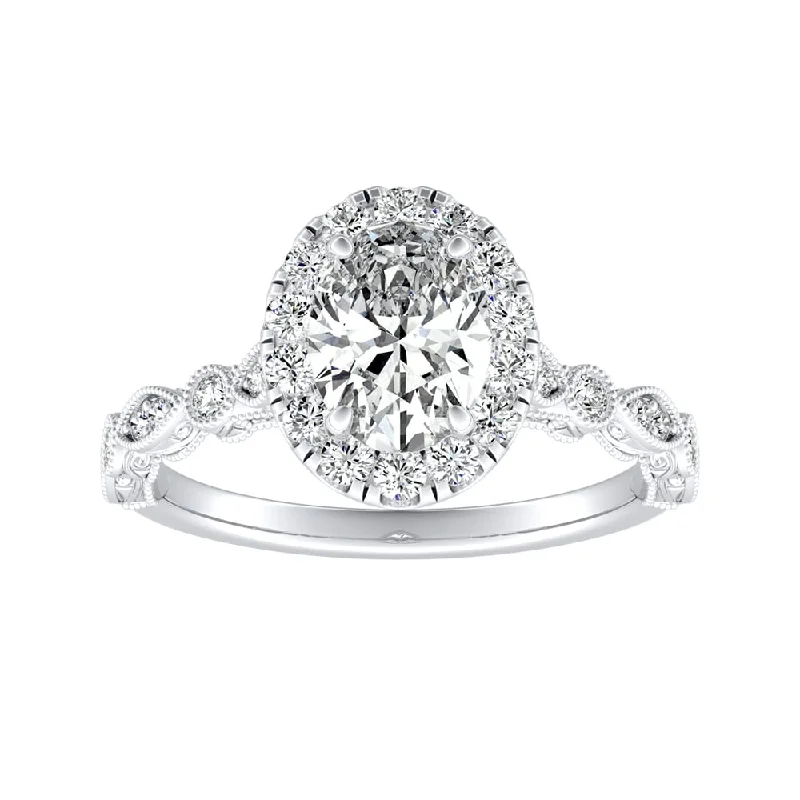 Auriya Platinum 1 1/3ctw Vintage Oval-cut Halo Diamond Engagement Ring (H-I, SI1-SI2)