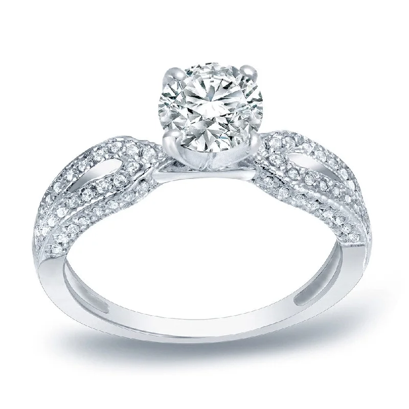 Auriya Platinum 1 1/4ct TDW Certified Round Diamond Engagement Ring